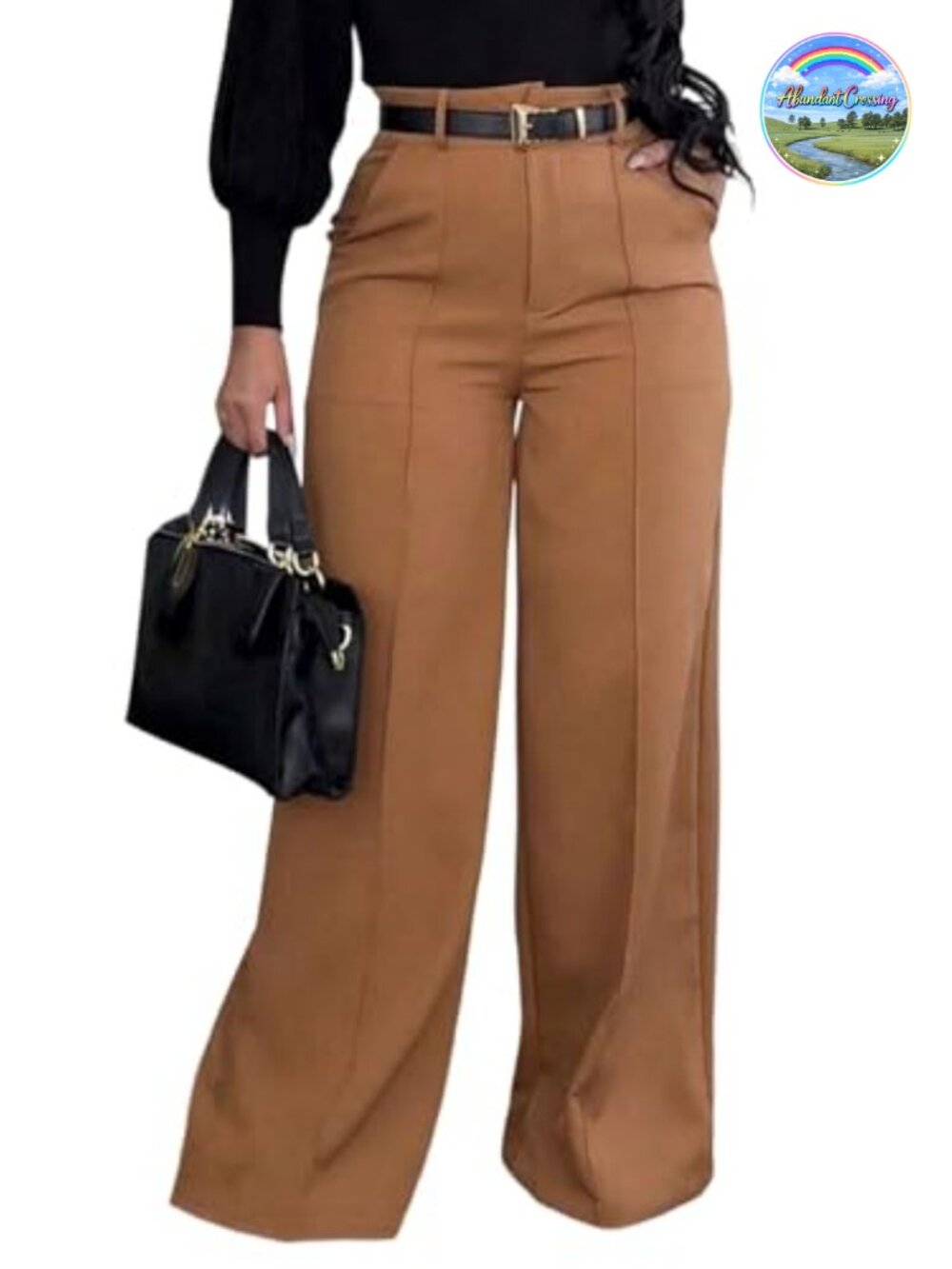 Wide Leg Pleated Dress Pants High Waisted Work Slacks